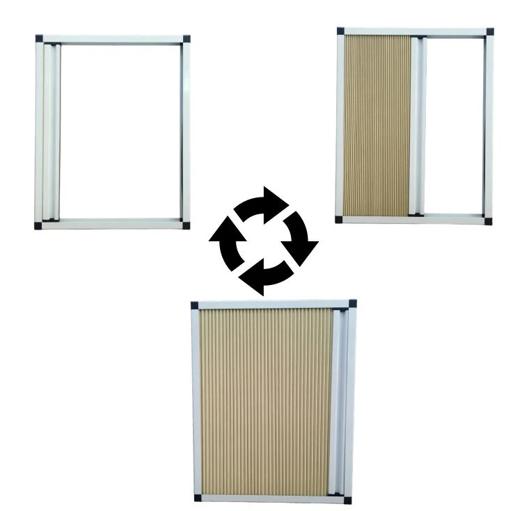 Combinació de porta de mosquitera plisada amb tela de bresca
